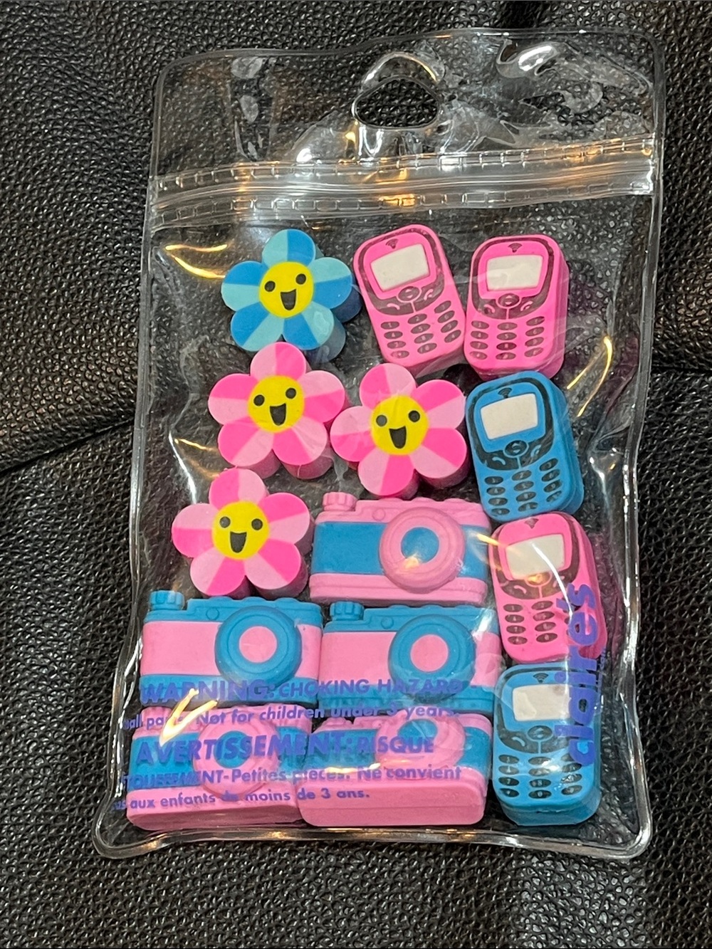 Claire’s NWT Novelty Eraser Set | Flowers, Retro Cell Phones & Cameras